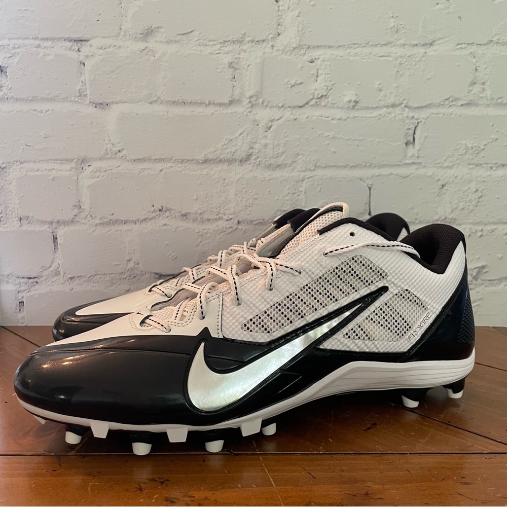 Nike Men's Alpha Pro Fly Wire Cleats Black White Size 15